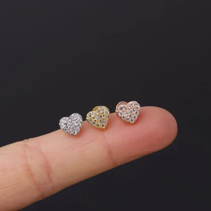 Gold Plated Cubic Zirconia Helix Earrings - Wholesale Custom Statement Targus Cartilage Stud Earrings
