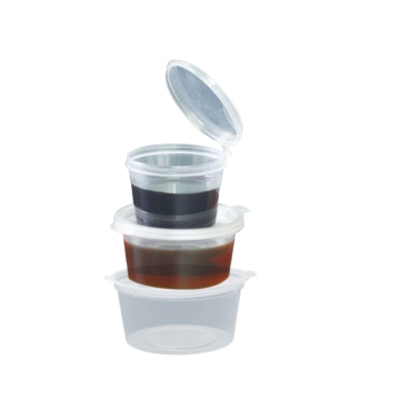 Tazze di salsa di plastica usa e getta con coperchi: ideale per salsa di soia da picnic, salsa di peperoncino e altri condimenti