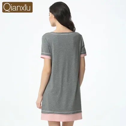 Qianxiu Pajamas Factory Cotton Ladies Night Skirt