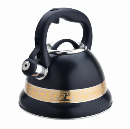 Golden decoration stainless steel whistling tea kettle