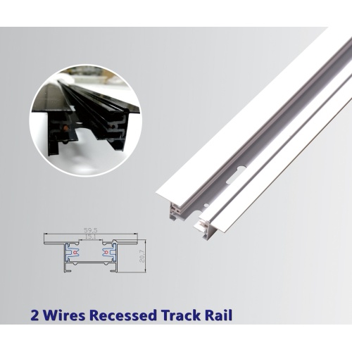 2 Wire Recessed track rail Fixture Aluminium Rail