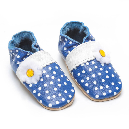 Blaue Druck-weiche Baby-Leder-Hausschuhe-Schuhe