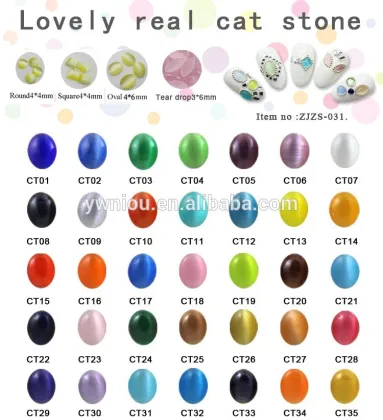 Jewellery Round&Oval&Square Stone Cat Eyes 3D Nail Art Decoration