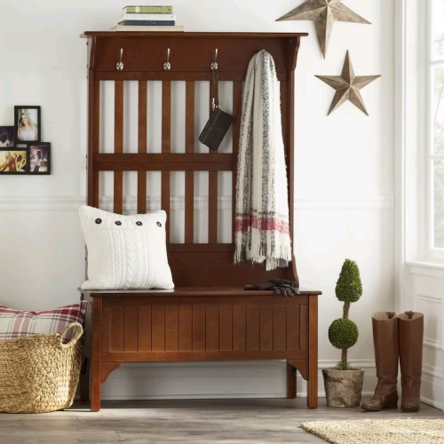 Coat Rack Hall Tree with Shoe Storage Bench