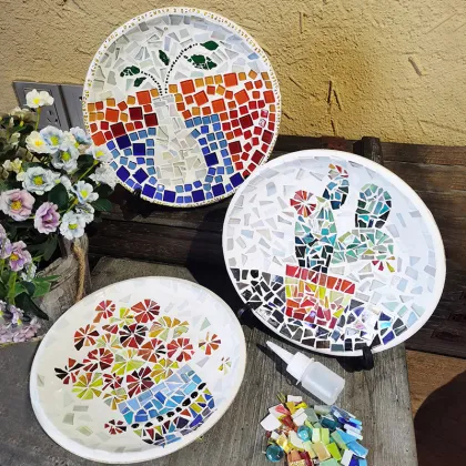 Handmade DIY Wood Mosaic Plate - Educational Decoration Toy & Group Building Gift