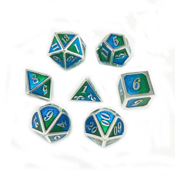 Volvo Vida Board Game Dice - Mixed Colors, 7pc Polyhedral Metal DND RPG Set