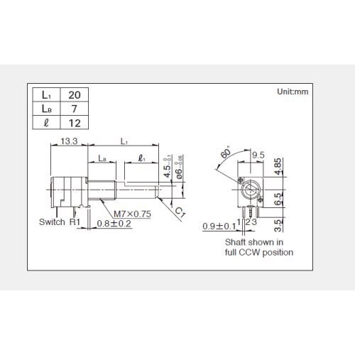 Drehpotentiometer der Serie RK097