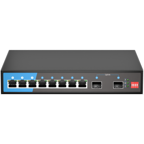 8x10/100/1000base-t 2x1000m Base-x Switch Poe não gerenciado