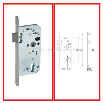 German door lock in brass or stainless steel latch