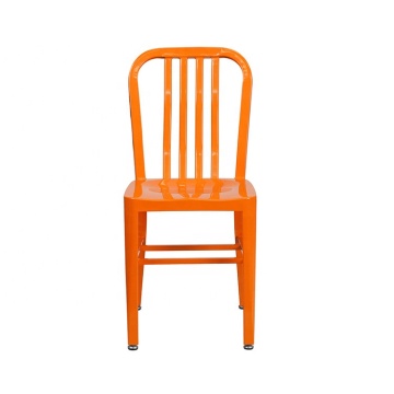 Stackable Antique Industrial Navy Chairs - Metal Dining Chairs for Events