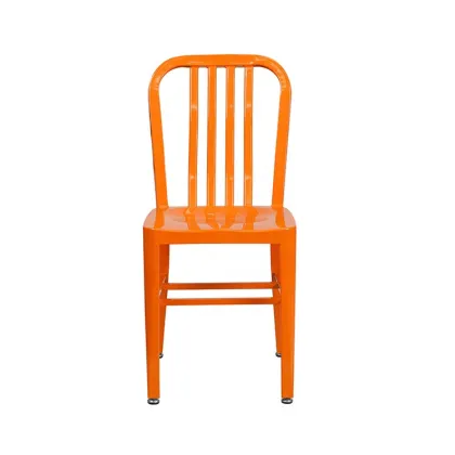 Stackable Antique Industrial Navy Chairs - Metal Dining Chairs for Events