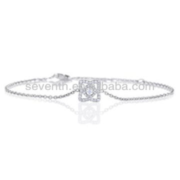 Fashionable Chain Bracelet with Rhodium Plated CZ Diamond