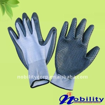 13g nylon safety working glove with nitrile dot coated