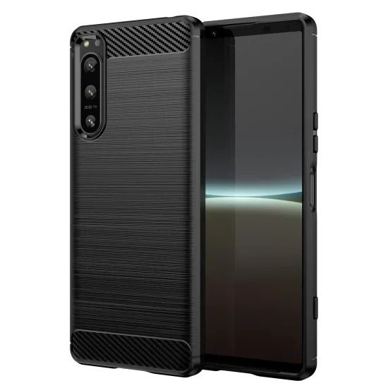 Fashion Luxury Shockproof TPU Phone Case Protector for Sony Xperia 1/5/10 II/III/IV/V with Carbon Fiber Design