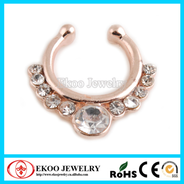 Fashion Crystal Fake Septum Piercing Non Piercing Body Jewelry