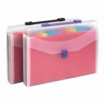 PP Expanding File Folder with Window at the Top, Lager Capacity, Square Tabs, 12 Sticker Insertable