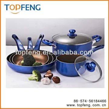 PAN SET OF 7, Blue/non-stick pan set/fry pan set/pots and pans set