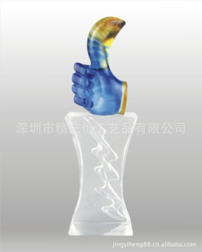 Thumb shape awards / liuli trophy / liuli thumb model trophy on sale