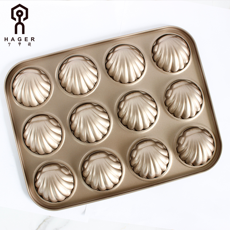 12 moldes antiadherentes para tartas de Madeleine.