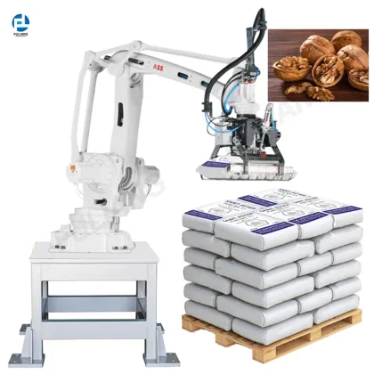 High Speed Automatic Palletizer for Walnut Bags using ABB Robot