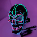 Máscara de Halloween com caveira LED multicolorida com fio EL