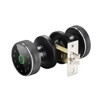 Intelligent Black Tuya Indoor Fingerprint Knob Wooden Lock