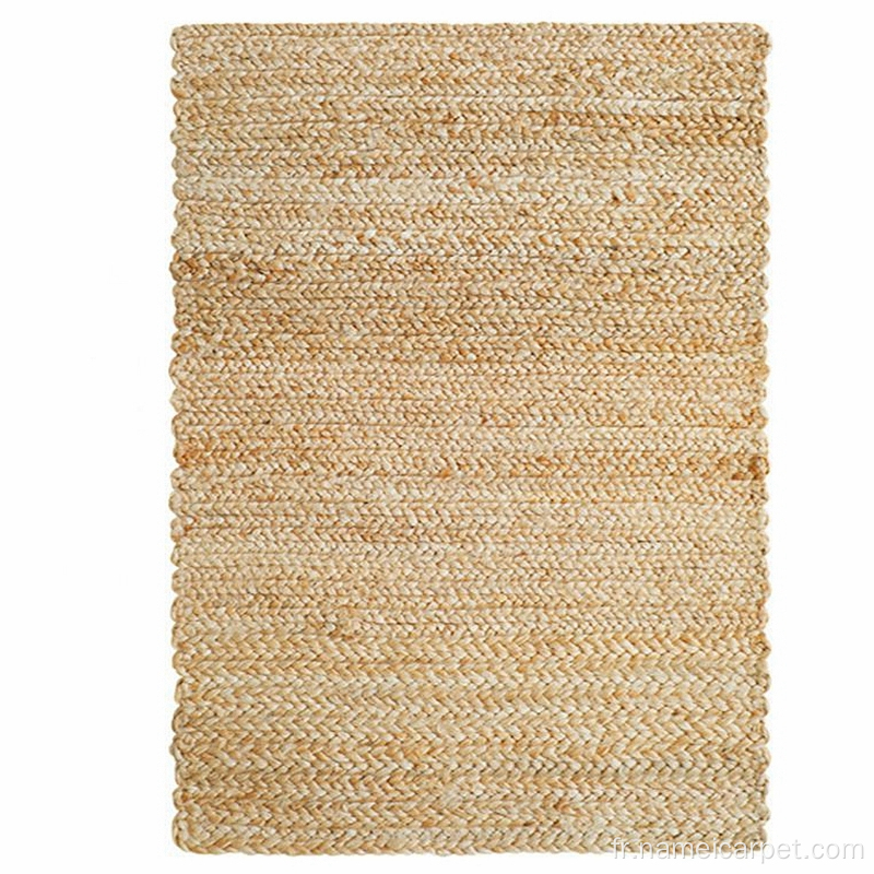 Tapis de jute de jute tressé à fibres naturelles à la main naturel