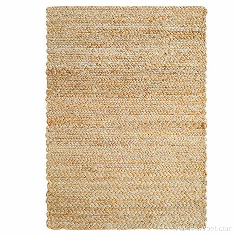 Natural fiber handwoven braided jute area rug