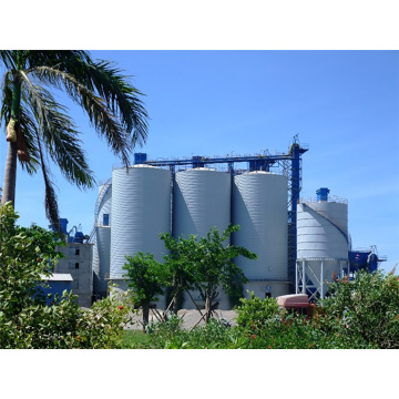 Homogenizing and conveying of raw materials silos