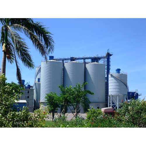 Homogenizing and conveying of raw materials silos