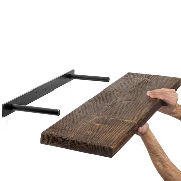 Black Metal Pipe Floating Shelf Brackets - Custom Iron Shelving