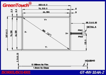 10.4 inch 4:3 Open Frame 4 wire Resistive Touch Screen for monitor or computer