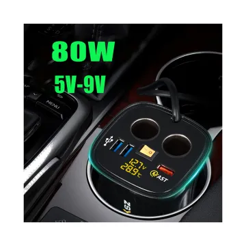 Factory 5V/9V 120W Car Cigarette Lighter For Phone Charger 38W Usb Car Charger Socket