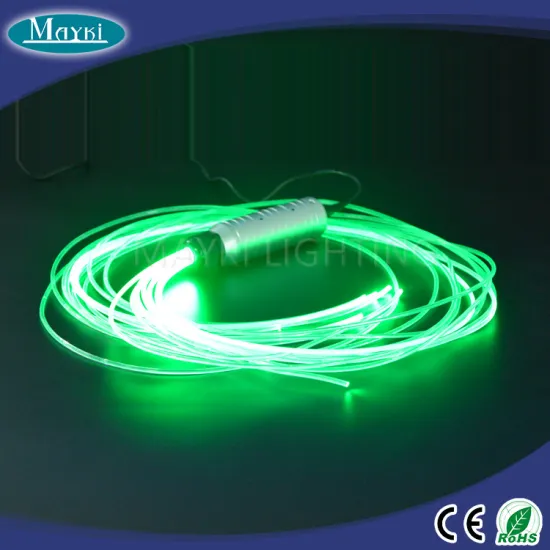 Color fiber optic light kit for car decoration with soft side emitting fiber and illustrator