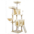 Luxury Cat Tree Tower Tunnel Wooden Indoor Sisal Scratcher Multi Level Climbing Playground Resting Platform Interactive Condo