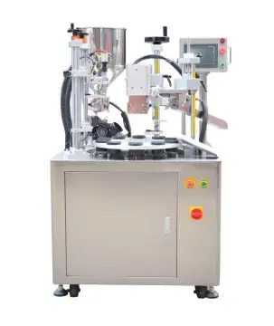 Semi automatic hand cream lotion cosmetic tube filling and sealing machine