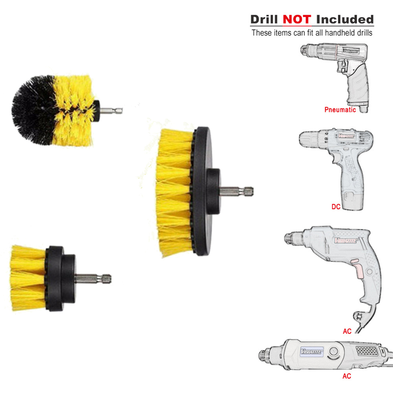 Top quality Electric Scrubber Drill Brush Kit Plastic Round Cleaning Brush Nylon Brushes for car washing