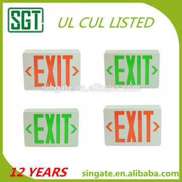 UL CUL listed certification with red green color exit letter wall mounted emergency exit signs light