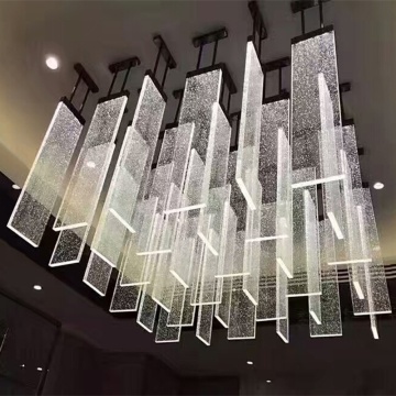 Antique Style Hotel Lobby Decor: Large Glass Tile Chandeliers for Luxury Interiors