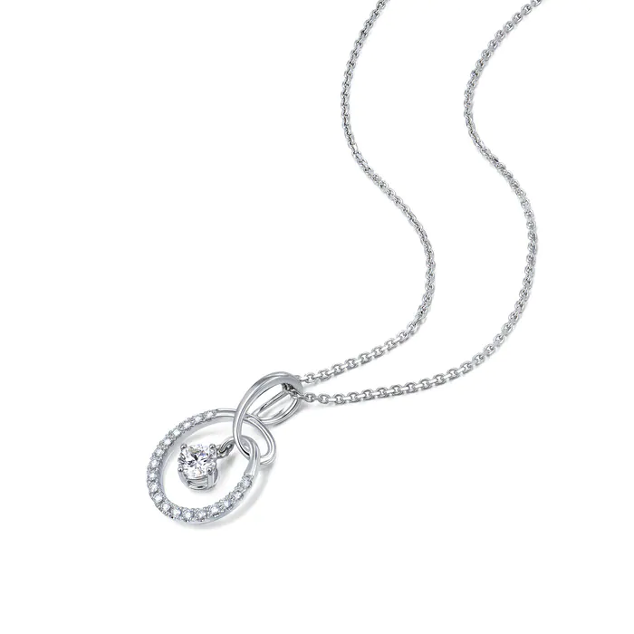 エレガントな 18K ホワイト ゴールド ラボ ダイヤモンド サークル ペンダント