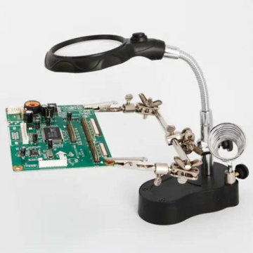 MG16129-A LED Light Helping Hands Magnifier Soldering Iron Station, Magnifying Glass Stand with Auxiliary Clamp and Alligator Cl