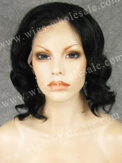 Imstyle Wholesale Jet Black Short Curly High Quality Synthetic Lace Front wig