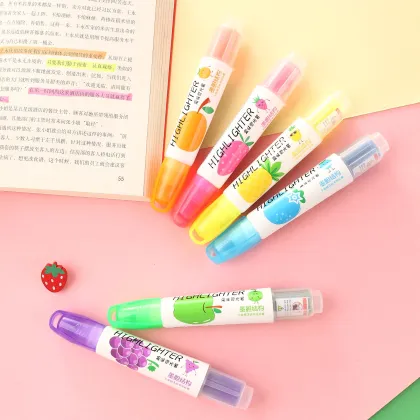 Customized Refillable Fluorescent Highlighter Set - Pastel Stationery Marker Pen