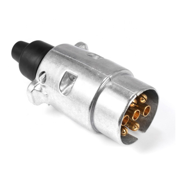 Waterproof 7-Pin Trailer Electrics Plug Adapter - Heavy Duty European Aluminium Housing, 12V