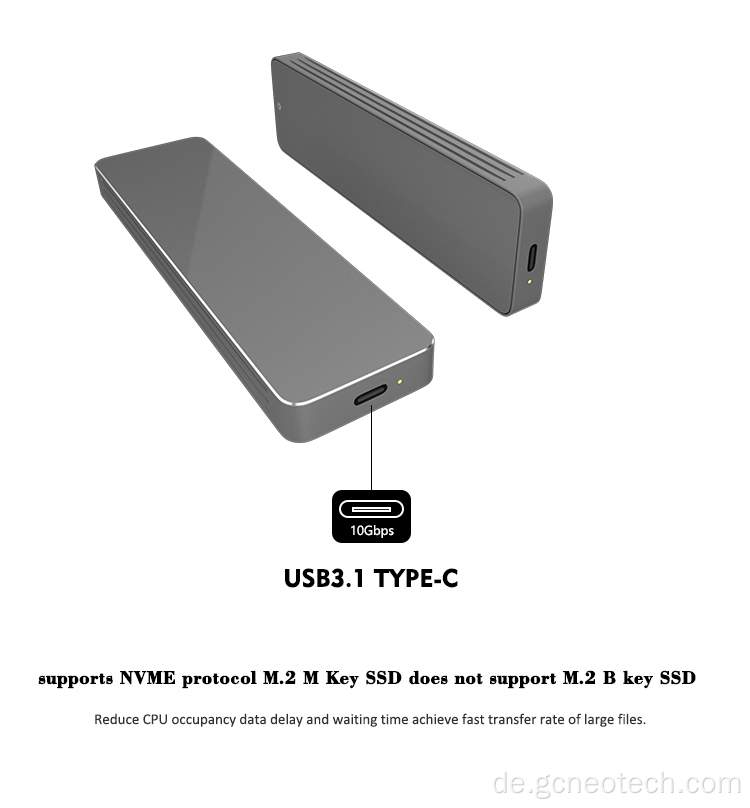 10 Gbit / s externes PCIe NVMe M.2 SSD -Gehäuse