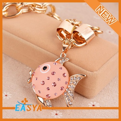 Niedliche Fische Form mit Strass Alloy Kette Anhänger Halsketten