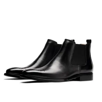 Height increasing shoes Chelsea ankle boots leather