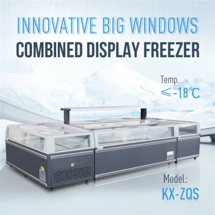 Four side horizontal glass freezer display Island Freezer