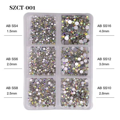 Qianya Wholesale 6 Grid Nail Rhinestones Kit