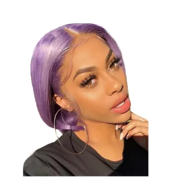 Blue Bob HD Lace Front Wigs Colored Short Bob Wigs Pink Blonde Purple Green Transparent Lace Front Human Hair Bob Wigs Remy Hair
